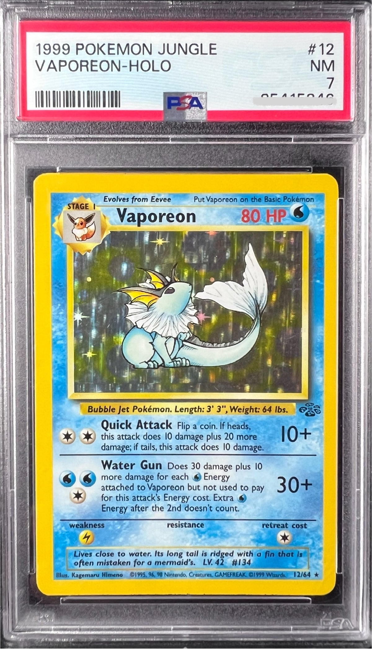 Pokemon Jungle - Aquana Vaporeon Holo - English PSA7