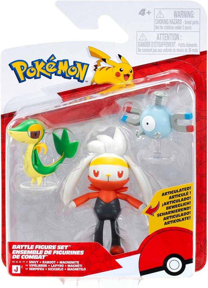 Pokémon Battle Figuren 3er Set Magnemite, Snivy & Raboot
