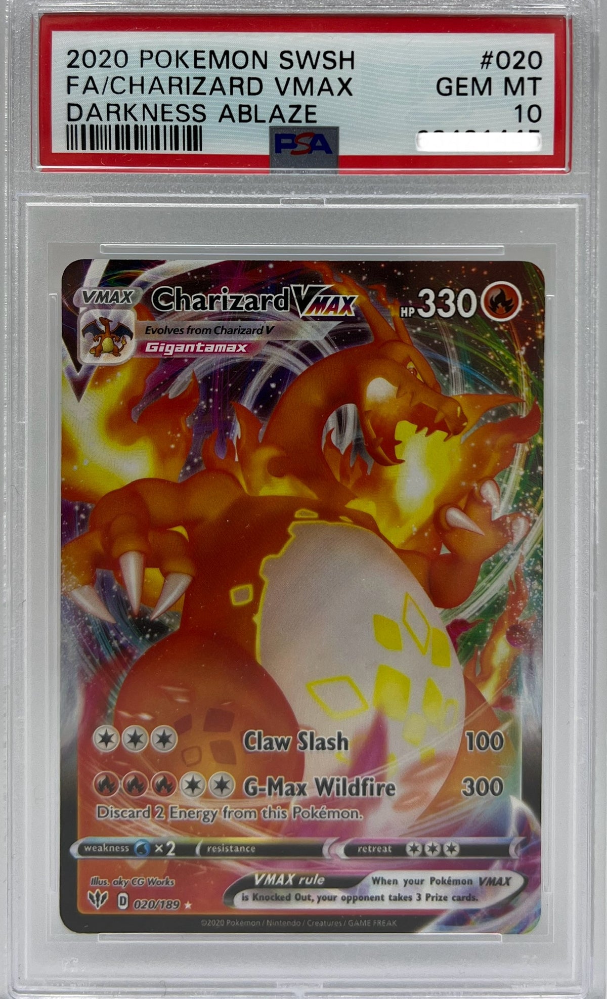Pokemon Darkness Ablaze - Glurak VMAX - Englisch PSA10