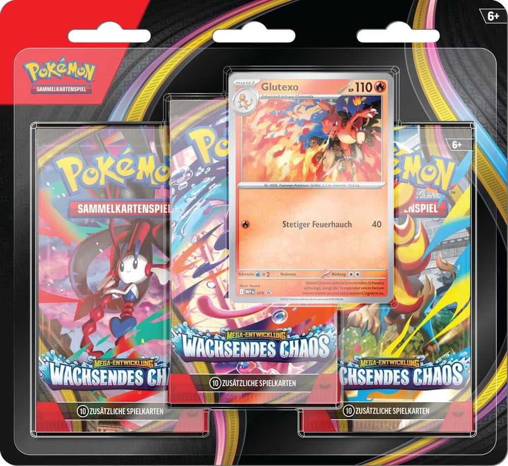 Pokemon Wachsendes Chaos 3-Pack Blister - Glutexo