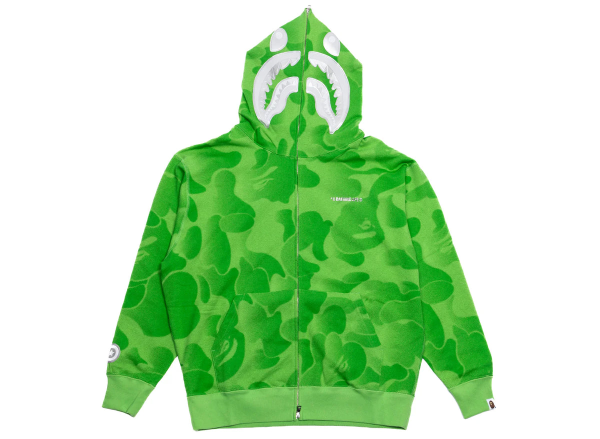 A Bathing Ape Bape Ink Camo Shark Zip Hoodie Green / Grün