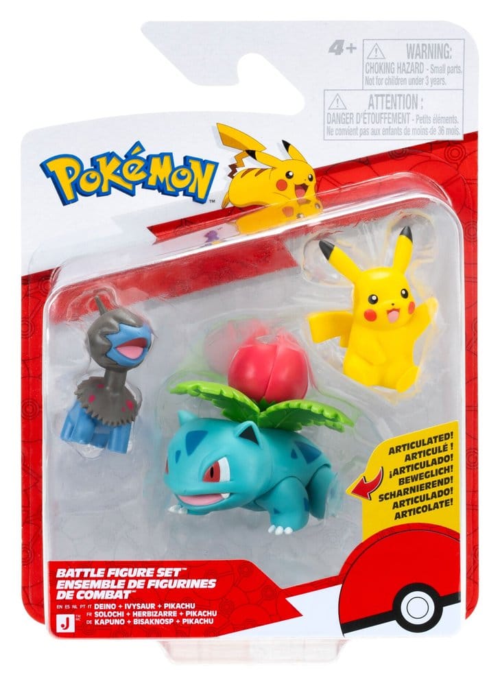 Pokémon Battle Figuren 3er Set Pikachu, Bisaknosp, Kapuno