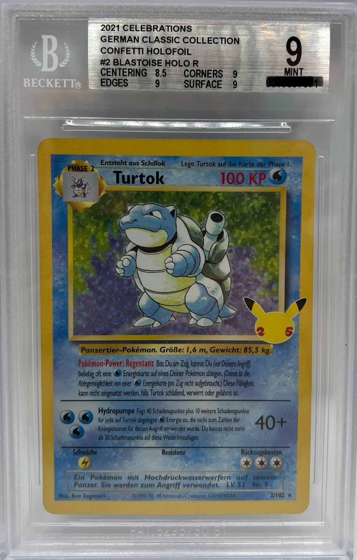 Pokemon Celebrations Turtok Base Set Classic Collection BECKETT 9 Mint