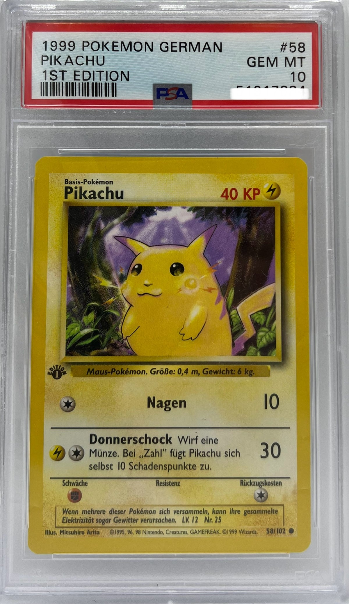 Pokemon Base Set - Pikachu 1st Edition - Deutsch PSA10
